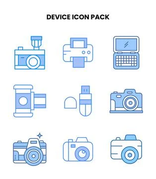 Device Blue Collection Icons Pack Stock Illustration