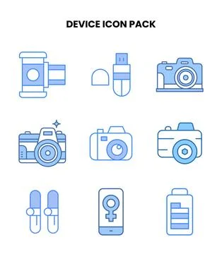 Device Blue Design Icons Pack Illustrazione stock