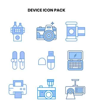Device Blue Graphics Icons Pack Stock Illustration