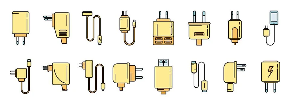 Device charger icons set vector color Illustrazione stock