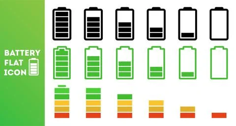 Device charging icons set. Small, medium and large charge levels. Icon for phone Stock Illustration