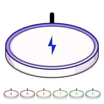 Device charging pad wireless cartoon vector graphic イラスト素材