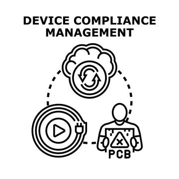 Device compliance management process managing electronic regulations Illustrazione stock