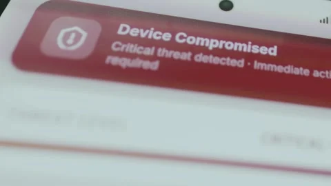 Device Compromised, Critical threat detected, Immediate action required message Stock Footage 333824460