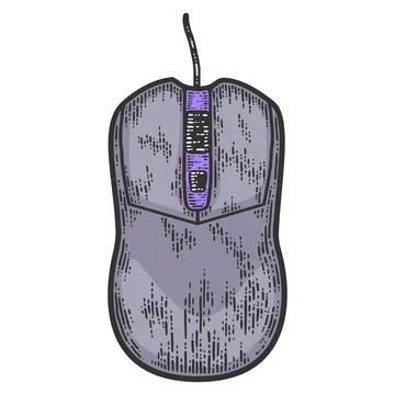 Device computer mouse. Sketch scratch board imitation color. Stock Illustration