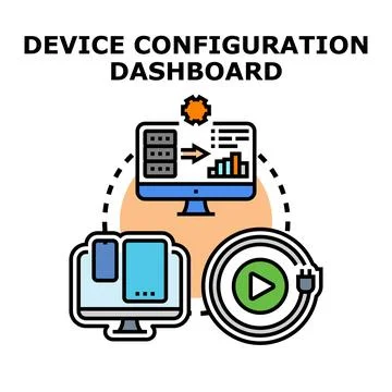Device configuration dashboard managing modern technology settings Stock-Illustration