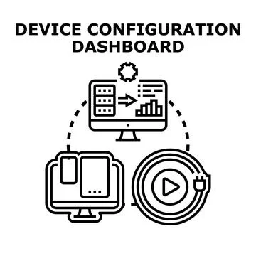 Device configuration dashboard managing modern technology settings Stock Illustration