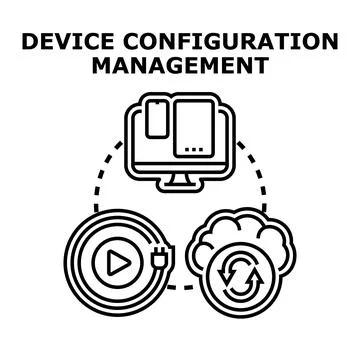 Device configuration management integrating setup and cloud data Stock Illustration