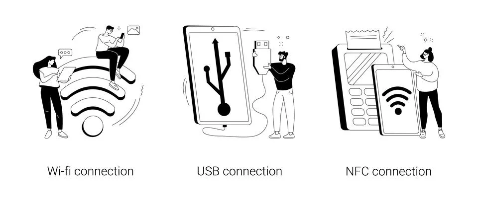 Device connectivity abstract concept vector illustrations. Stock Illustration