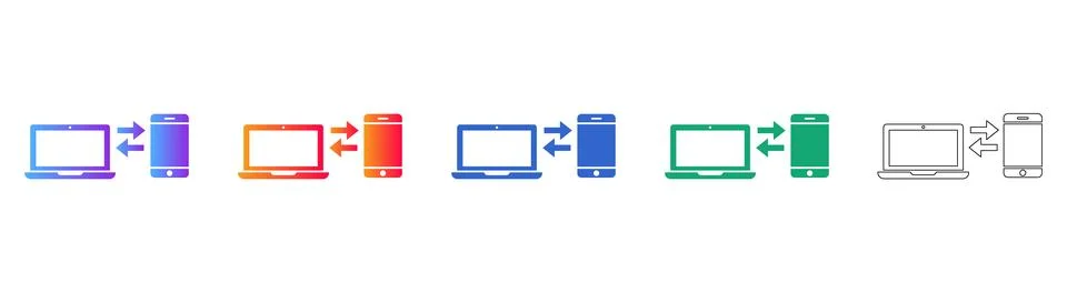 Device Connectivity and Sync Icon Set Stock Illustration