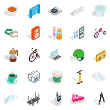 Device for construction icons set, isometric style Stock Illustration