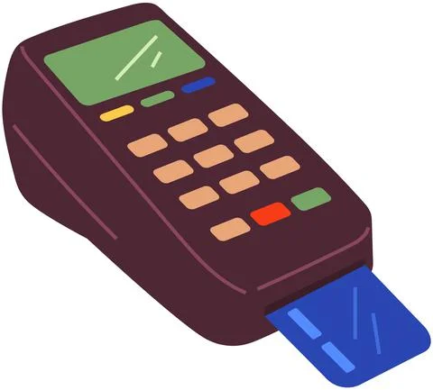 Device for contactless payment with buttons. Pos terminal, NFC technology, pay Stock Illustration