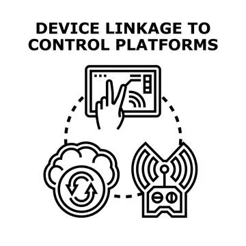 Device control linking to cloud platforms wirelessly Stock Illustration