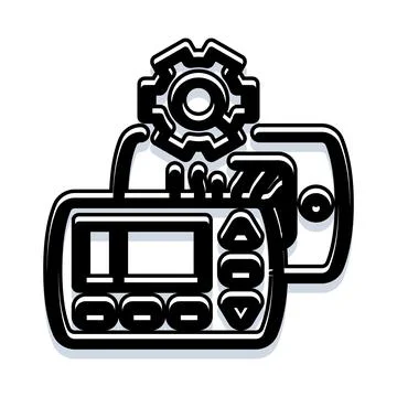 Device controller with gear settings icon concept Illustrazione stock