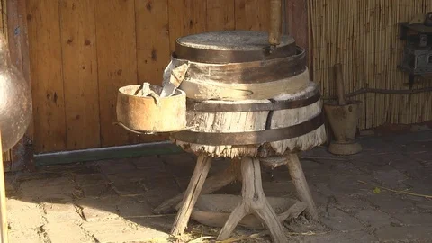 A Device for Crushing Grain Stock Footage 72433308