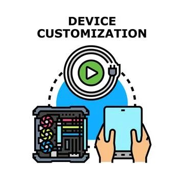Device customization process for computer and tablet settings 스톡 일러스트