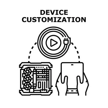Device customization process for computer and tablet settings Stock Illustration