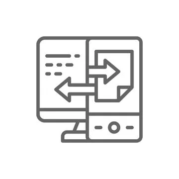 Device data transfer, file synchronization line icon. Stock-Illustration