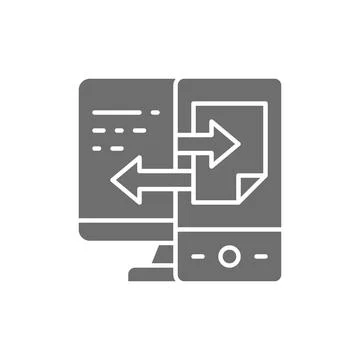 Device data transfer, file synchronization grey icon. Stock Illustration