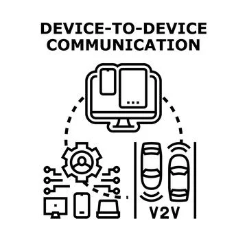 Device to device communication across integrated network technologies Stock Illustration