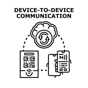 Device to device communication networking and digital data exchange Illustrazione stock