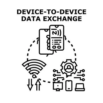 Device to device data exchange technology concept illustration Stock Illustration