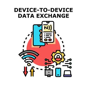 Device to device data exchange technology concept illustration Stock Illustration