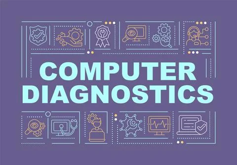 Device diagnostics word concepts purple banner Stockillustratie