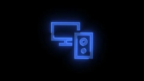 Device discovery stroke icon glowing neon blue color animation Stock Footage 289399380