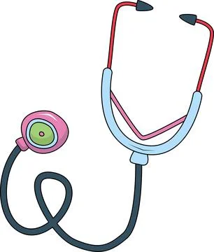 The device for the doctor is a stethoscope. Stock Illustration
