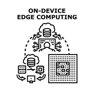 On device edge computing concept processing data locally Stock Illustration