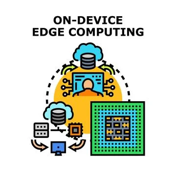 On device edge computing concept processing data locally Stock Illustration