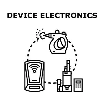 Device electronics concept with connected smart home appliances Illustrazione stock