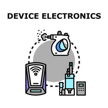 Device electronics concept with connected smart home appliances Stock Illustration