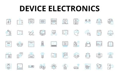 Device electronics linear icons set. Smartph, Tablet, Laptop, Computer, Monitor Stockillustratie