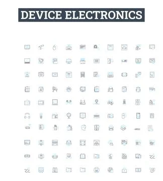 Device electronics vector line icons set. Electronics, Device, Computing Ilustração Stock