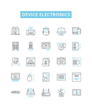 Device electronics vector line icons set. Electronics, Device, Computing Stock Illustration