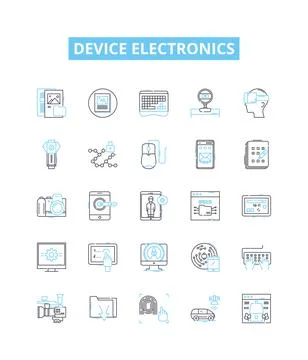 Device electronics vector line icons set. Electronics, Device, Computing Stock Illustration