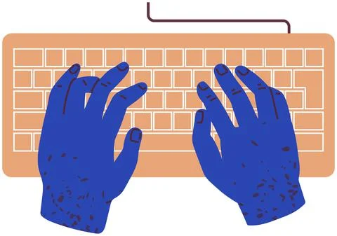 Device for entering information into computer. Human hands pressing buttons on Stock Illustration