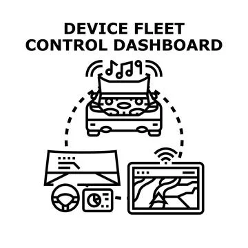 Device fleet control dashboard managing connected vehicles 스톡 일러스트