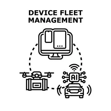 Device fleet management controlling autonomous vehicles delivery Stock Illustration