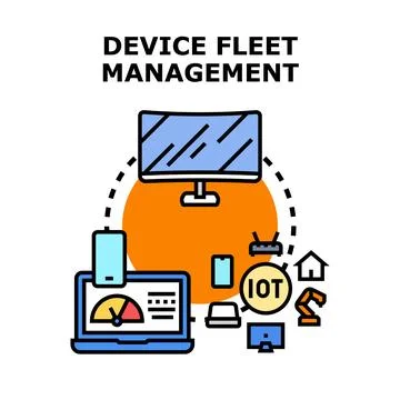 Device fleet management controlling network of smart technologies Stock Illustration