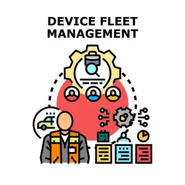 Device fleet management system optimizing logistics and personnel Illustrazione stock