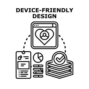 Device friendly design developing online interface experience 스톡 일러스트
