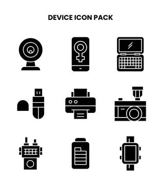 Device Glyph Collection Icons Pack Illustrazione stock