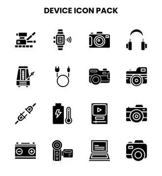 Device Glyph Collection Icons Pack Stock Illustration