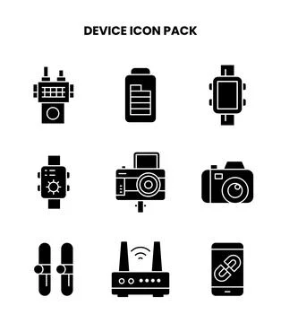 Device Glyph Design Icons Pack Stock Illustration