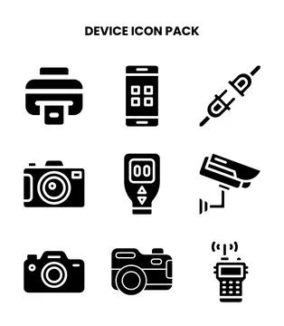 Device Glyph Design Icons Pack Stock Illustration