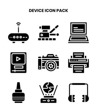Device Glyph Graphics Icons Pack Stock Illustration