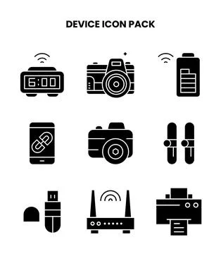 Device Glyph Icons Pack Stock Illustration